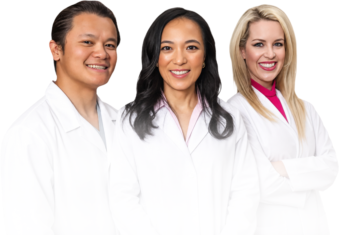 The dentists of Premier Smile Center in Fort Lauderdale, Dr. Baokhoi Bui, Dr. Charmaine Johnson-Leong and Dr. Diane Alvarez
